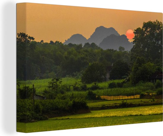 Canvas Schilderij Vietnam - Zon - Natuur - 120x80 cm - Wanddecoratie