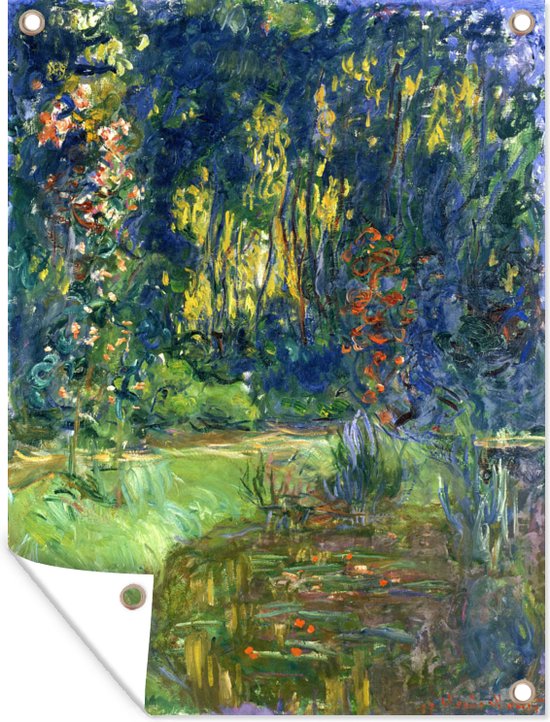 Tuinschilderij De waterlelievijver - Schilderij van Claude Monet - 60x80 cm - Tuinposter - Tuindoek - Buitenposter