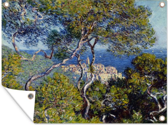 Tuinschilderij Bordighera - Schilderij van Claude Monet - 80x60 cm - Tuinposter - Tuindoek - Buitenposter