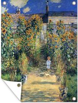 Tuinposter - Tuindoek - Tuinposters buiten - De tuin van Monet in Vétheuil - Schilderij van Claude Monet - 90x120 cm - Tuin