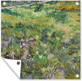 Tuindoek Lang gras met vlinders - Schilderij van Vincent van Gogh - 100x100 cm
