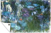 Muurdecoratie Blue water lilies - schilderij van Claude Monet - 180x120 cm - Tuinposter - Tuindoek - Buitenposter