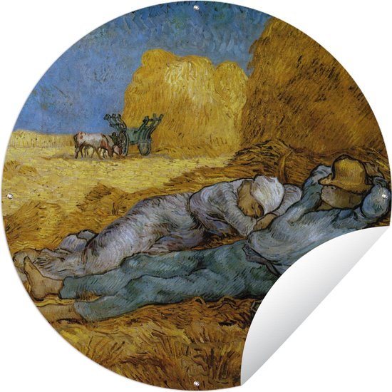 Tuincirkel The Siesta - Schilderij van Vincent van Gogh - 60x60 cm - Ronde Tuinposter - Buiten
