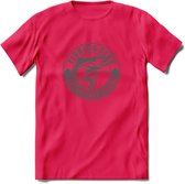 Fishing - Vissen T-Shirt | Grappig Verjaardag Vis Hobby Cadeau Shirt | Dames - Heren - Unisex | Tshirt Hengelsport Kleding Kado - Roze - S