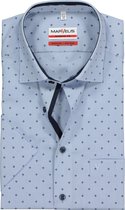 MARVELIS modern fit overhemd - korte mouw - lichtblauw mini ruitje (contrast) - Strijkvrij - Boordmaat: 40