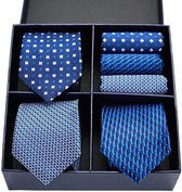3 stuks 100% zijden stropdassen en pochets in een geschenkdoos | luxe doos - giftbox - vaderdag cadeau