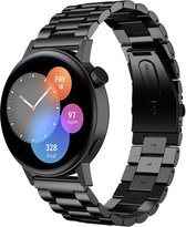 Stalen Smartwatch bandje - Geschikt voor  Huawei Watch GT 3 42mm stalen band - zwart - 42mm - Strap-it Horlogeband / Polsband / Armband