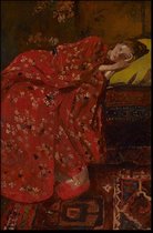 Walljar - Breitner - Meisje In Rode Kimono - Muurdecoratie - Poster