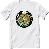 Fishing Club - Vissen T-Shirt | Beige | Grappig Verjaardag Vis Hobby Cadeau Shirt | Dames - Heren - Unisex | Tshirt Hengelsport Kleding Kado - Wit - S