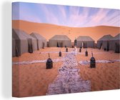 Canvas Schilderij Tenten in de Sahara woestijn - 30x20 cm - Wanddecoratie