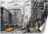 Trend24 - Behang - New York Taxi - Behangpapier - Fotobehang - Behang Woonkamer - 100x70 cm - Incl. behanglijm