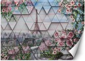 Trend24 - Behang - Eiffeltoren In Het Voorjaar - Vliesbehang - Behang Woonkamer - Fotobehang - 300x210 cm - Incl. behanglijm