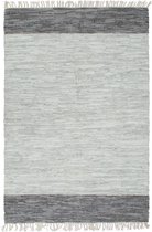 vidaXL Vloerkleed chindi handgeweven 120x170 cm leer grijs