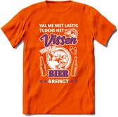 Val Me Niet Lastig Tijdens Het Vissen T-Shirt | Paars | Grappig Verjaardag Vis Hobby Cadeau Shirt | Dames - Heren - Unisex | Tshirt Hengelsport Kleding Kado - Oranje - L