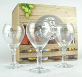 Leffe Bierglas - 33cl  - Bierpakket met 3 bierglazen + geschenkverpakking - Originele glazen van de brouwerij - Biercadeau