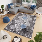 Tapiso Atena Vloerkleed Grijs Blauw Mozaïek Woonkamer Tapijt Maat- 200x300