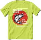 Fishing Club - Vissen T-Shirt | Grappig Verjaardag Vis Hobby Cadeau Shirt | Dames - Heren - Unisex | Tshirt Hengelsport Kleding Kado - Groen - 3XL