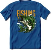 Fishing - Vissen T-Shirt | Grappig Verjaardag Vis Hobby Cadeau Shirt | Dames - Heren - Unisex | Tshirt Hengelsport Kleding Kado - Donker Blauw - XL