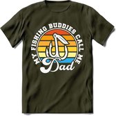 Fishing Dad - Vissen T-Shirt | Grappig Verjaardag Vis Hobby Cadeau Shirt | Dames - Heren - Unisex | Tshirt Hengelsport Kleding Kado - Leger Groen - XXL