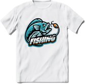 Fishing - Vissen T-Shirt | Grappig Verjaardag Vis Hobby Cadeau Shirt | Dames - Heren - Unisex | Tshirt Hengelsport Kleding Kado - Wit - XL