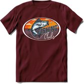 Fishing - Vissen T-Shirt | Grappig Verjaardag Vis Hobby Cadeau Shirt | Dames - Heren - Unisex | Tshirt Hengelsport Kleding Kado - Burgundy - L