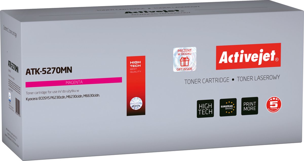 Image of ActiveJet ATK-5280CN Toner voor Kyocera-printer; Kyocera TK-5280C vervanging; Opperste; 11000 pagina's; cyaan.