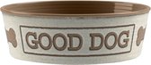 Tarhong voerbak good dog melamine wit taupe (17X17X6 CM 950 ML)