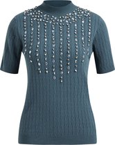 WE Fashion Dames fijngebreide top met strass steentjes