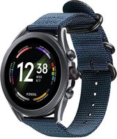 Strap-it Nylon gesp smartwatch bandje - geschikt voor Fossil Gen 6 44mm / Gen 5 / Gen 5e 44mm - blauw