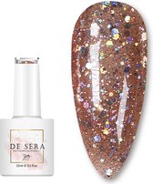 De Sera Gellak - Bruine Glitter Gel Nagellak - Glitter Edition - Bruin - 10ML - 020 Stay Golden
