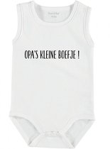 Baby Rompertje met tekst 'Opa's kleine boefje' | mouwloos l | wit zwart | maat 62/68 | cadeau | Kraamcadeau | Kraamkado