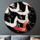 Artistic Lab Poster - Muurcirkel Kimono With Cranes Round Plexiglas - Multicolor