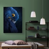 Poster Blue Parrot - Dibond - Meerdere Afmetingen & Prijzen | Wanddecoratie - Interieur - Art - Wonen - Schilderij - Kunst