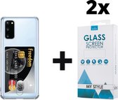 Crystal Backcase Shockproof Met Pasjeshouder Hoesje Samsung A71 Transparant - 2x Gratis Screen Protector - Telefoonhoesje - Smartphonehoesje