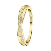 Lucardi - Dames Goldplated ring met zirkonia - Ring - Cadeau - Echt Zilver - Goudkleurig