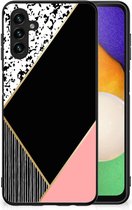 TPU Silicone Hoesje Geschikt voor Samsung Galaxy A13 5G | Geschikt voor Samsung Galaxy A04s Telefoonhoesje met Zwarte rand Black Pink Shapes