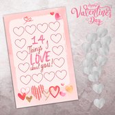 14 dingen die ik leuk vind aan jou - Valentine Scratch Off Print - Valentijns cadeau - Valentijns dagkaart -  Surprise Kart - Valentijnscadeau voor haar -  Valentijnscadeau voor he