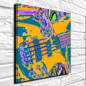 Bass Neon Pop Art Canvas - 100 x 100 cm - Canvasprint - Op dennenhouten kader - Geprint Schilderij - Popart Wanddecoratie