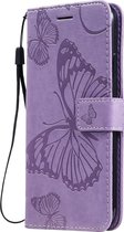 Mobigear Telefoonhoesje geschikt voor Apple iPhone 11 Hoesje | Mobigear Butterfly Bookcase Portemonnee | Pasjeshouder voor 2 Pasjes | Telefoonhoesje voor Pinpas / OV Kaart / Rijbewijs - Paars