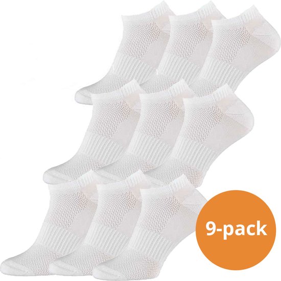 Xtreme Sockswear Fitness Sneakersokken - 9 paar - Witte Fitness sokken - Maat 35/38