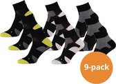 Xtreme Sockswear Fietssokken Quarter - 9 paar Zwarte fiets sokken - Enkelhoogte - Maat 39/42