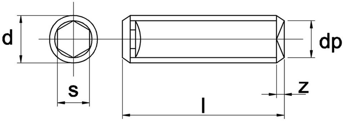 Stelschroef Din916 45H M5X6Mm Zwart - 200 stuks