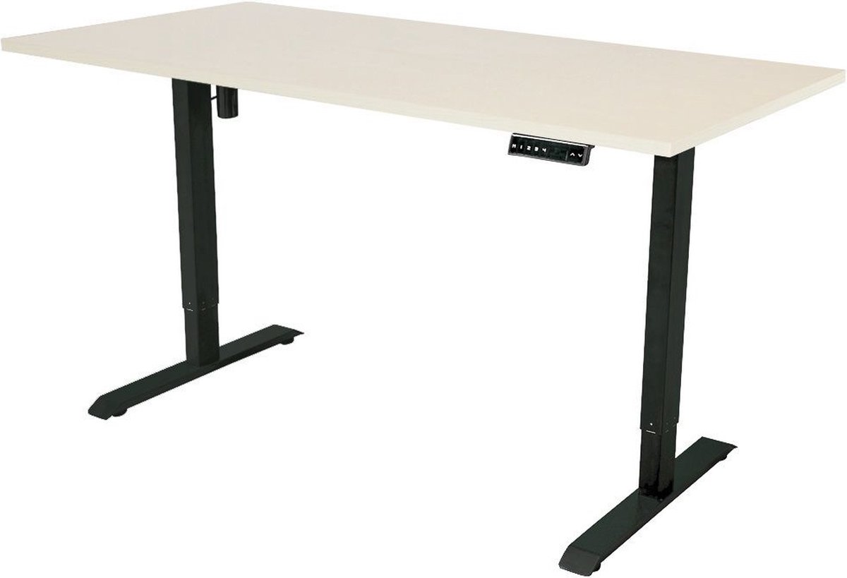 Sedero Elektrisch verstelbaar bureau - 160x80 cm - Single motor - Zwart met Licht eiken