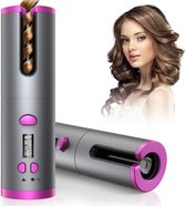 Haar Krultang, USB Oplaadbare Draadloze Auto Curler met LCD Display 6 Verstelbare Temperatuur instelling, Professionele haarwavers voor lang & Kort Haar