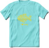 I Love Fishing - Vissen T-Shirt | Geel | Grappig Verjaardag Vis Hobby Cadeau Shirt | Dames - Heren - Unisex | Tshirt Hengelsport Kleding Kado - Licht Blauw - L