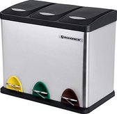 Vuilnisbak afvalbak met binnenemmer afvalscheidingssystemen pedaalemmer RVS (24 liter 3x8L)