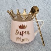 "Super Mom" mok roze met kroontje