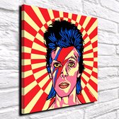 Pop Art David Bowie Acrylglas - 80 x 80 cm op Acrylaat glas + Inox Spacers / RVS afstandhouders - Popart Wanddecoratie