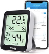 Thermometer Hygrometer, Mini LCD Digitale thermometer Hygrometer Indoor met meldingsalarm, Nauwkeurige hygrometer Temperatuur met APP, gegevensopslag voor thuis Garage Kas Wijnkeld