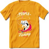 Cool People Do Fishing - Vissen T-Shirt | Roze | Grappig Verjaardag Vis Hobby Cadeau Shirt | Dames - Heren - Unisex | Tshirt Hengelsport Kleding Kado - Geel - L
